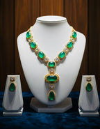 Green Diamonds, Stones Emerald and Necklace Set