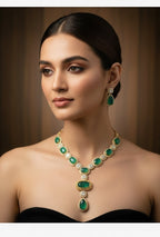 Green Diamonds, Stones Emerald and Necklace Set