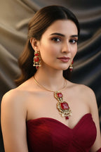 Red Ruby Polki Hasli Necklace Set